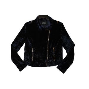 Urban Retro Women's Deep Blue Velour Jacket